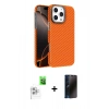 MARSİLYAN™- iPhone 16 Pro Max Kılıf Doruk Serisi - Siyah 3D Antistatik Hayalet Cam Ekran Koruyucu + Raze Metal Kamera Lens - BZ