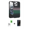 MARSİLYAN™- iPhone 16 Pro Max Kılıf Doruk Serisi - Siyah 3D Antistatik Hayalet Cam Ekran Koruyucu + Raze Metal Kamera Lens - BZ