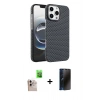 MARSİLYAN™- iPhone 16 Pro Max Kılıf Doruk Serisi - Siyah 3D Antistatik Hayalet Cam Ekran Koruyucu + Raze Metal Kamera Lens - NLGY