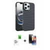 MARSİLYAN™- iPhone 16 Pro Max Kılıf Doruk Serisi - Siyah 3D Antistatik Mat Seramik Nano Ekran Koruyucu + Raze Metal Kamera Lens - BZ