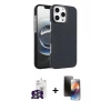MARSİLYAN™- iPhone 16 Pro Max Kılıf Doruk Serisi - Siyah 3D Antistatik Mat Seramik Nano Ekran Koruyucu + Bilvis Titan Kamera Lens - GS