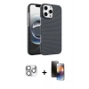 MARSİLYAN™- iPhone 16 Pro Max Kılıf Doruk Serisi - Siyah 3D Antistatik Mat Seramik Nano Ekran Koruyucu + Pers Alüminyum Kamera Lens - GS