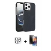 MARSİLYAN™- iPhone 16 Pro Max Kılıf Doruk Serisi - Siyah 3D Antistatik Mat Seramik Nano Ekran Koruyucu + Pers Alüminyum Kamera Lens - GS