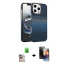 MARSİLYAN™- iPhone 16 Pro Max Kılıf Doruk Serisi - Siyah 3D Antistatik Mat Seramik Nano Ekran Koruyucu + Raze Metal Kamera Lens - NLGY