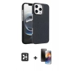 MARSİLYAN™- iPhone 16 Pro Max Kılıf Doruk Serisi - Siyah 3D Antistatik Mat Seramik Nano Ekran Koruyucu + PVD Metal Kamera Lens - SH