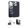 MARSİLYAN™- iPhone 16 Pro Max Kılıf Doruk Serisi - Siyah 3D Antistatik Mat Seramik Nano Ekran Koruyucu + Siyah Bilvis Titan Kamera Lens