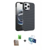 MARSİLYAN™- iPhone 16 Pro Max Kılıf Doruk Serisi - Siyah 3D Antistatik Seramik Nano Ekran Koruyucu + Raze Metal Kamera Lens - CLTM
