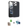 MARSİLYAN™- iPhone 16 Pro Max Kılıf Doruk Serisi - Siyah 3D Antistatik Seramik Nano Ekran Koruyucu + Raze Metal Kamera Lens - CLTM