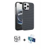 MARSİLYAN™- iPhone 16 Pro Max Kılıf Doruk Serisi - Siyah 3D Antistatik Seramik Nano Ekran Koruyucu + Pers Alüminyum Kamera Lens - GS