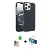 MARSİLYAN™- iPhone 16 Pro Max Kılıf Doruk Serisi - Siyah 3D Antistatik Seramik Nano Ekran Koruyucu + Raze Metal Kamera Lens - NLGY