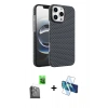 MARSİLYAN™- iPhone 16 Pro Max Kılıf Doruk Serisi - Siyah 3D Antistatik Seramik Nano Ekran Koruyucu + Raze Metal Kamera Lens - SH
