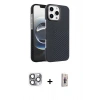 MARSİLYAN™- iPhone 16 Pro Max Kılıf Doruk Serisi - Siyah Bilvis 3D Cam Ekran Koruyucu + Pers Alüminyum Kamera Lens - GI