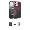 MARSİLYAN™- iPhone 16 Pro Max Kılıf Doruk Serisi - Siyah Bilvis 3D Cam Ekran Koruyucu + PVD Metal Kamera Lens - SH