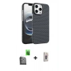 MARSİLYAN™- iPhone 16 Pro Max Kılıf Doruk Serisi - Siyah Bilvis 3D Cam Ekran Koruyucu + Raze Metal Kamera Lens - SH