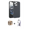 MARSİLYAN™- iPhone 16 Pro Max Kılıf Doruk Serisi - Siyah Bilvis 3X AR Hayalet Cam Ekran Koruyucu + Pers Alüminyum Kamera Lens - CLTM