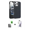 MARSİLYAN™- iPhone 16 Pro Max Kılıf Doruk Serisi - Siyah Bilvis 3X AR Hayalet Cam Ekran Koruyucu + Raze Metal Kamera Lens - SH