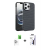 MARSİLYAN™- iPhone 16 Pro Max Kılıf Doruk Serisi - Siyah Bilvis 3X AR Hayalet Cam Ekran Koruyucu + Raze Metal Kamera Lens - BZ