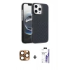 MARSİLYAN™- iPhone 16 Pro Max Kılıf Doruk Serisi - Siyah Bilvis 3X AR HD Cam Ekran Koruyucu + Pers Alüminyum Kamera Lens - CLTM