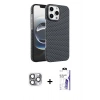MARSİLYAN™- iPhone 16 Pro Max Kılıf Doruk Serisi - Siyah Bilvis 3X AR HD Cam Ekran Koruyucu + Pers Alüminyum Kamera Lens - GI