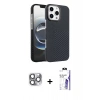 MARSİLYAN™- iPhone 16 Pro Max Kılıf Doruk Serisi - Siyah Bilvis 3X AR HD Cam Ekran Koruyucu + Pers Alüminyum Kamera Lens - GI