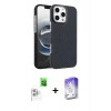 MARSİLYAN™- iPhone 16 Pro Max Kılıf Doruk Serisi - Siyah Bilvis 5in1 3D Magic Cam Ekran Koruyucu + Raze Metal Kamera Lens - BZ