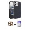 MARSİLYAN™- iPhone 16 Pro Max Kılıf Doruk Serisi - Siyah Bilvis 5in1 3D Magic Cam Ekran Koruyucu + Pers Alüminyum Kamera Lens - CLTM