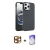 MARSİLYAN™- iPhone 16 Pro Max Kılıf Doruk Serisi - Siyah Bilvis 5in1 3D Magic Cam Ekran Koruyucu + Pers Alüminyum Kamera Lens - CLTM