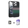 MARSİLYAN™- iPhone 16 Pro Max Kılıf Doruk Serisi - Siyah Bilvis 5in1 3D Magic Cam Ekran Koruyucu + PVD Metal Kamera Lens - GD