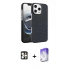 MARSİLYAN™- iPhone 16 Pro Max Kılıf Doruk Serisi - Siyah Bilvis 5in1 3D Magic Cam Ekran Koruyucu + PVD Metal Kamera Lens - GD