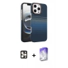 MARSİLYAN™- iPhone 16 Pro Max Kılıf Doruk Serisi - Siyah Bilvis 5in1 3D Magic Cam Ekran Koruyucu + PVD Metal Kamera Lens - GD