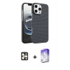 MARSİLYAN™- iPhone 16 Pro Max Kılıf Doruk Serisi - Siyah Bilvis 5in1 3D Magic Cam Ekran Koruyucu + PVD Metal Kamera Lens - GD