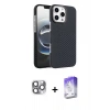 MARSİLYAN™- iPhone 16 Pro Max Kılıf Doruk Serisi - Siyah Bilvis 5in1 3D Magic Cam Ekran Koruyucu + Pers Alüminyum Kamera Lens - GI