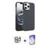 MARSİLYAN™- iPhone 16 Pro Max Kılıf Doruk Serisi - Siyah Bilvis 5in1 3D Magic Cam Ekran Koruyucu + Pers Alüminyum Kamera Lens - GI