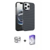 MARSİLYAN™- iPhone 16 Pro Max Kılıf Doruk Serisi - Siyah Bilvis 5in1 3D Magic Cam Ekran Koruyucu + Pers Alüminyum Kamera Lens - GS