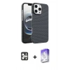 MARSİLYAN™- iPhone 16 Pro Max Kılıf Doruk Serisi - Siyah Bilvis 5in1 3D Magic Cam Ekran Koruyucu + PVD Metal Kamera Lens - GS