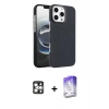 MARSİLYAN™- iPhone 16 Pro Max Kılıf Doruk Serisi - Siyah Bilvis 5in1 3D Magic Cam Ekran Koruyucu + PVD Metal Kamera Lens - GS