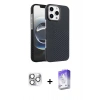 MARSİLYAN™- iPhone 16 Pro Max Kılıf Doruk Serisi - Siyah Bilvis 5in1 3D Magic Cam Ekran Koruyucu + Pers Alüminyum Kamera Lens - GS