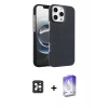 MARSİLYAN™- iPhone 16 Pro Max Kılıf Doruk Serisi - Siyah Bilvis 5in1 3D Magic Cam Ekran Koruyucu + PVD Metal Kamera Lens - SH