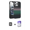 MARSİLYAN™- iPhone 16 Pro Max Kılıf Doruk Serisi - Siyah Bilvis 5in1 3D Magic Cam Ekran Koruyucu + PVD Metal Kamera Lens - SH