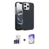 MARSİLYAN™- iPhone 16 Pro Max Kılıf Doruk Serisi - Siyah Bilvis 5in1 3D Magic Cam Ekran Koruyucu + Siyah Bilvis Titan Kamera Lens