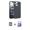 MARSİLYAN™- iPhone 16 Pro Max Kılıf Doruk Serisi - Siyah Bilvis 5in1 5D Magic Hayalet Cam Ekran Koruyucu + PVD Metal Kamera Lens - GS
