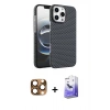 MARSİLYAN™- iPhone 16 Pro Max Kılıf Doruk Serisi - Siyah Bilvis 5in1 5D Magic Hayalet Cam Ekran Koruyucu + Çöl Titanyum Pers Alüminyum Kamera Lens