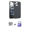 MARSİLYAN™- iPhone 16 Pro Max Kılıf Doruk Serisi - Siyah Bilvis 5in1 5D Magic Hayalet Cam Ekran Koruyucu + Pers Alüminyum Kamera Lens - GI