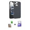 MARSİLYAN™- iPhone 16 Pro Max Kılıf Doruk Serisi - Siyah Bilvis 5in1 5D Magic Hayalet Cam Ekran Koruyucu + Raze Metal Kamera Lens - CLTM