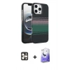 MARSİLYAN™- iPhone 16 Pro Max Kılıf Doruk Serisi - Siyah Bilvis 5in1 5D Magic Hayalet Cam Ekran Koruyucu + Gold PVD Metal Kamera Lens