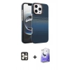 MARSİLYAN™- iPhone 16 Pro Max Kılıf Doruk Serisi - Siyah Bilvis 5in1 5D Magic Hayalet Cam Ekran Koruyucu + Gold PVD Metal Kamera Lens