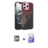 MARSİLYAN™- iPhone 16 Pro Max Kılıf Doruk Serisi - Siyah Bilvis 5in1 5D Magic Hayalet Cam Ekran Koruyucu + Gold PVD Metal Kamera Lens