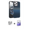MARSİLYAN™- iPhone 16 Pro Max Kılıf Doruk Serisi - Siyah Bilvis 5in1 5D Magic Hayalet Cam Ekran Koruyucu + Pers Alüminyum Kamera Lens - GS