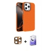 MARSİLYAN™- iPhone 16 Pro Max Kılıf Doruk Serisi - Siyah Bilvis 5in1 5D Magic Hayalet Cam Ekran Koruyucu + Çöl Titanyum Pers Alüminyum Kamera Lens