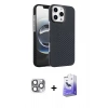 MARSİLYAN™- iPhone 16 Pro Max Kılıf Doruk Serisi - Siyah Bilvis 5in1 5D Magic Hayalet Cam Ekran Koruyucu + Pers Alüminyum Kamera Lens - GI